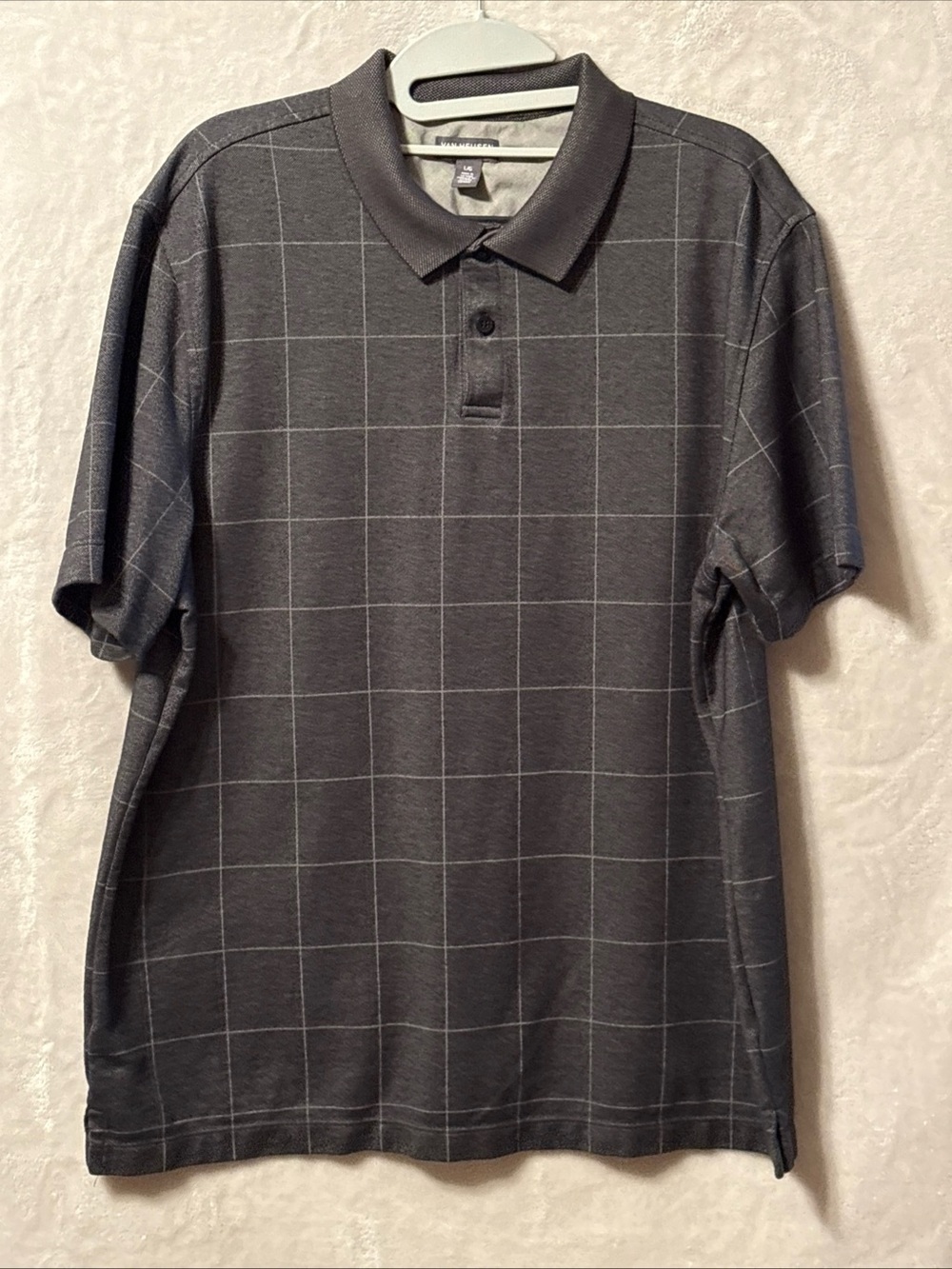 Van Heusen flex Gray Polo with Light Grid